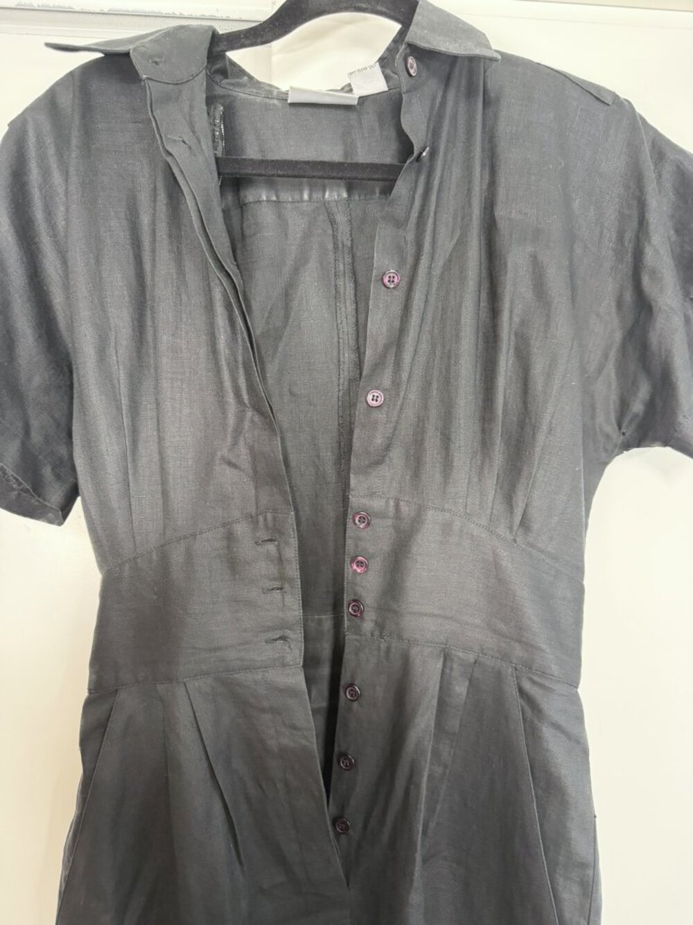 Vintage 1980s Nordstrom Point of View Black Linen Dress Sz 10 - Picture 15 of 15